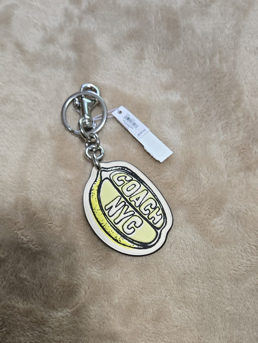Coach Yellow and Cream Lemon 'COACH NYC' Leather Keyring Charm